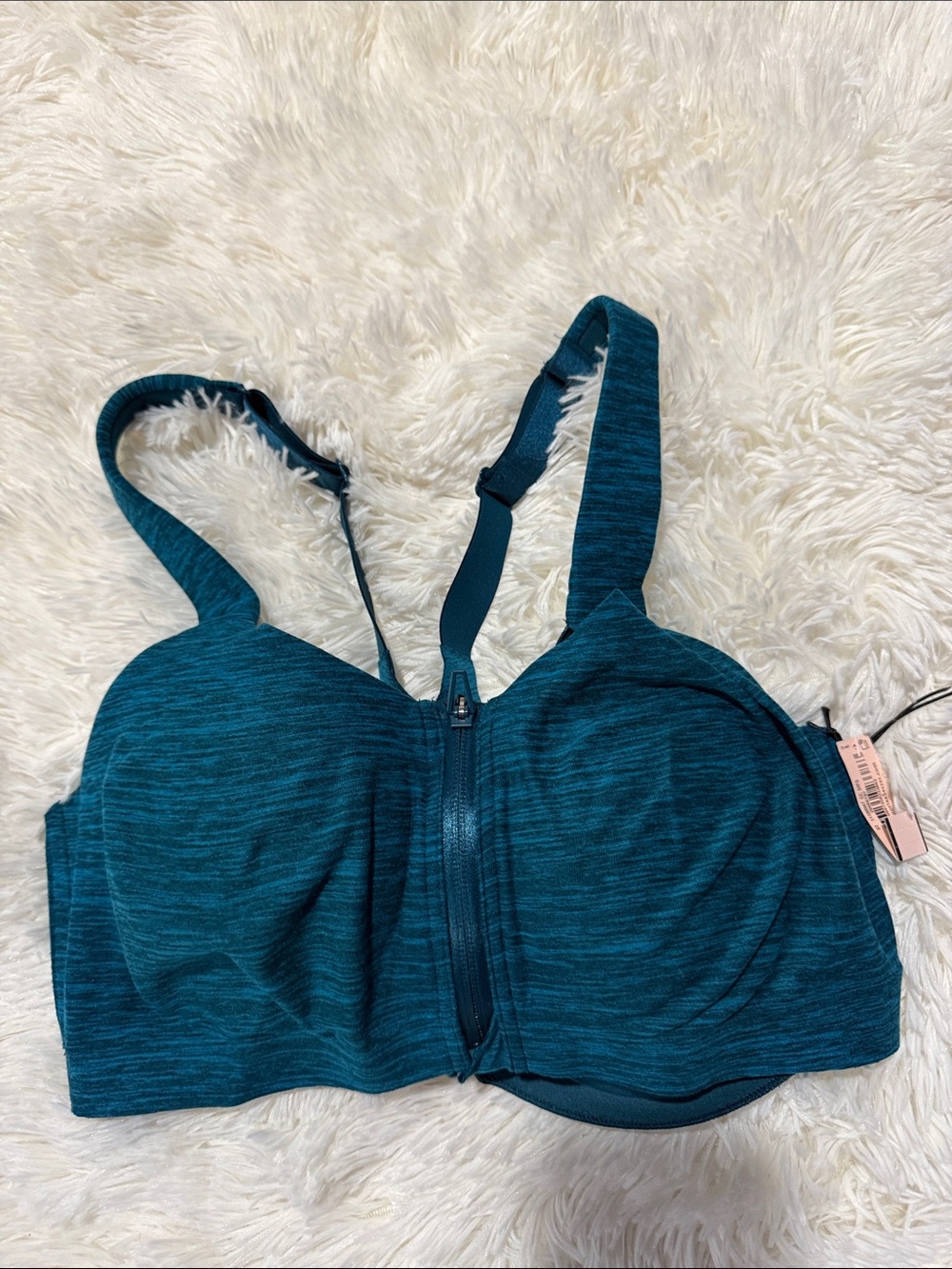 Front-Zip Teal Sports Bra - Women Intimates & Sleepwear